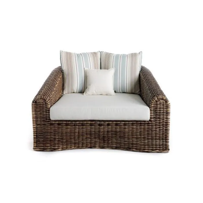 Malaggar, fauteuil haut de gamme, rotin patiné antique