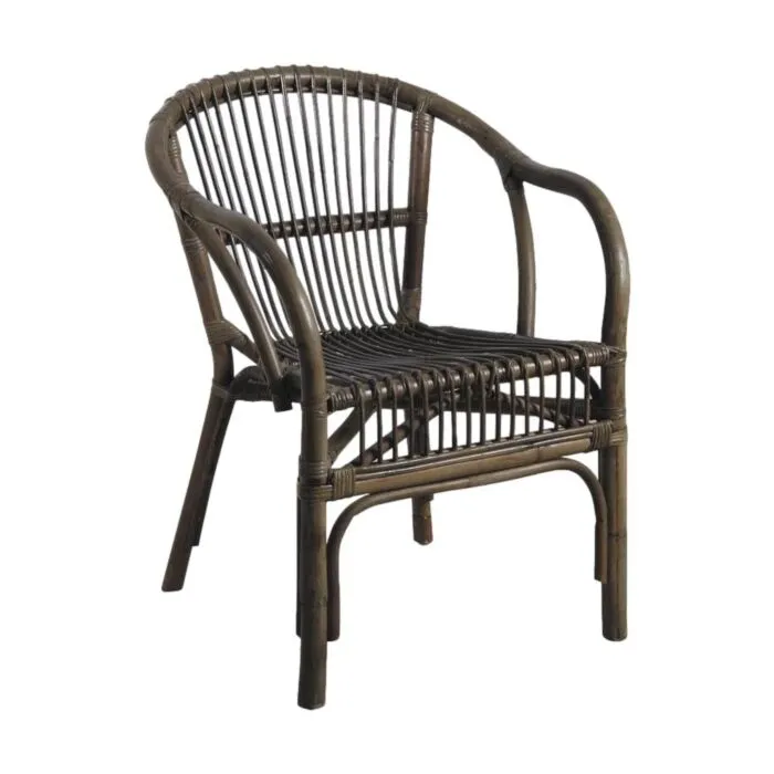 Nina, fauteuil gris anthracite, rotin