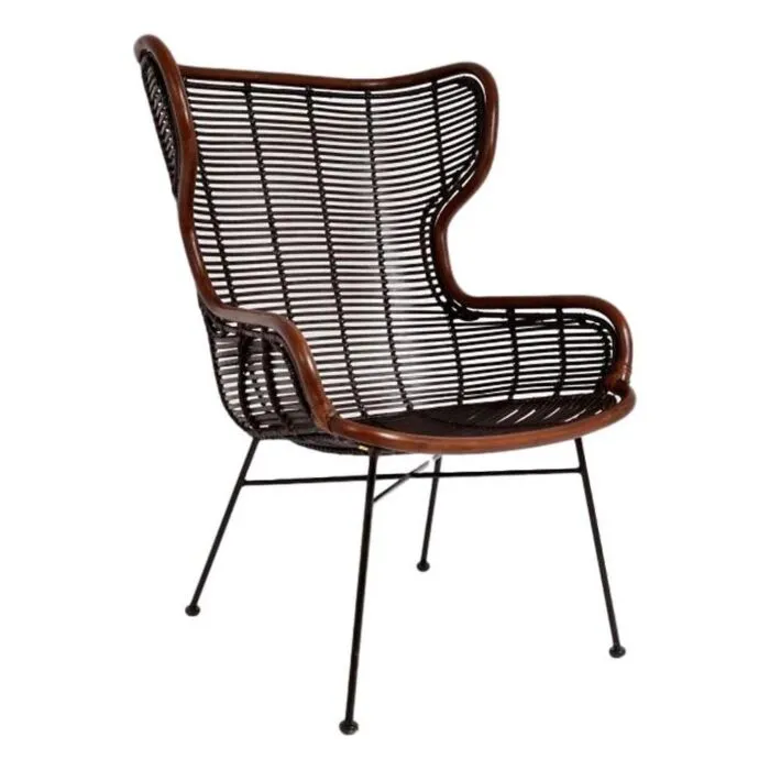 Fauteuil rotin sur pieds métal