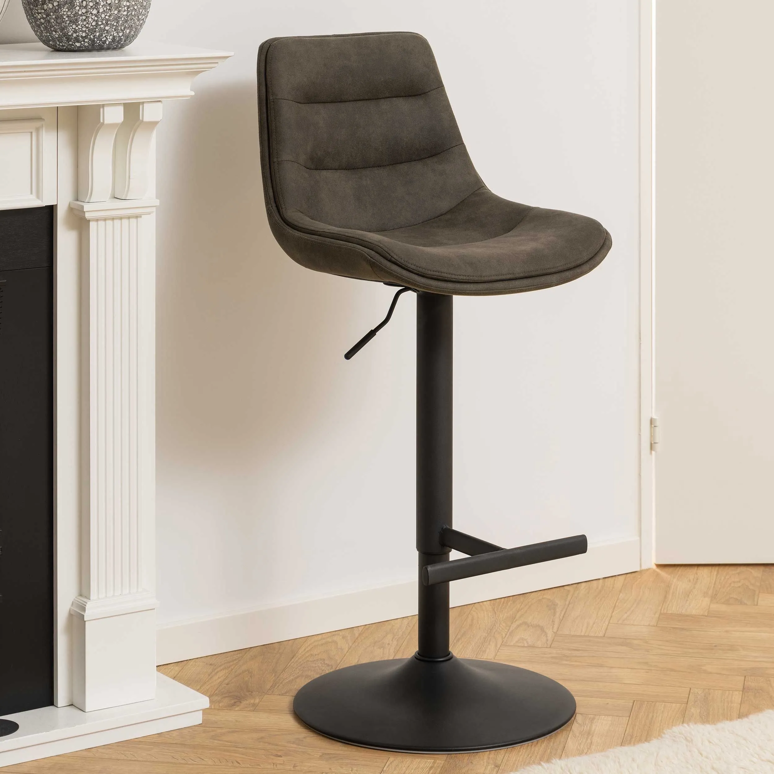 Tabouret de bar réglable Adèle 65-86cm - anthracite/noir