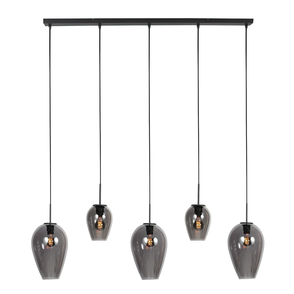 Suspension noire 5 lumières avec verres fumés variés Mexlite HaloSwap