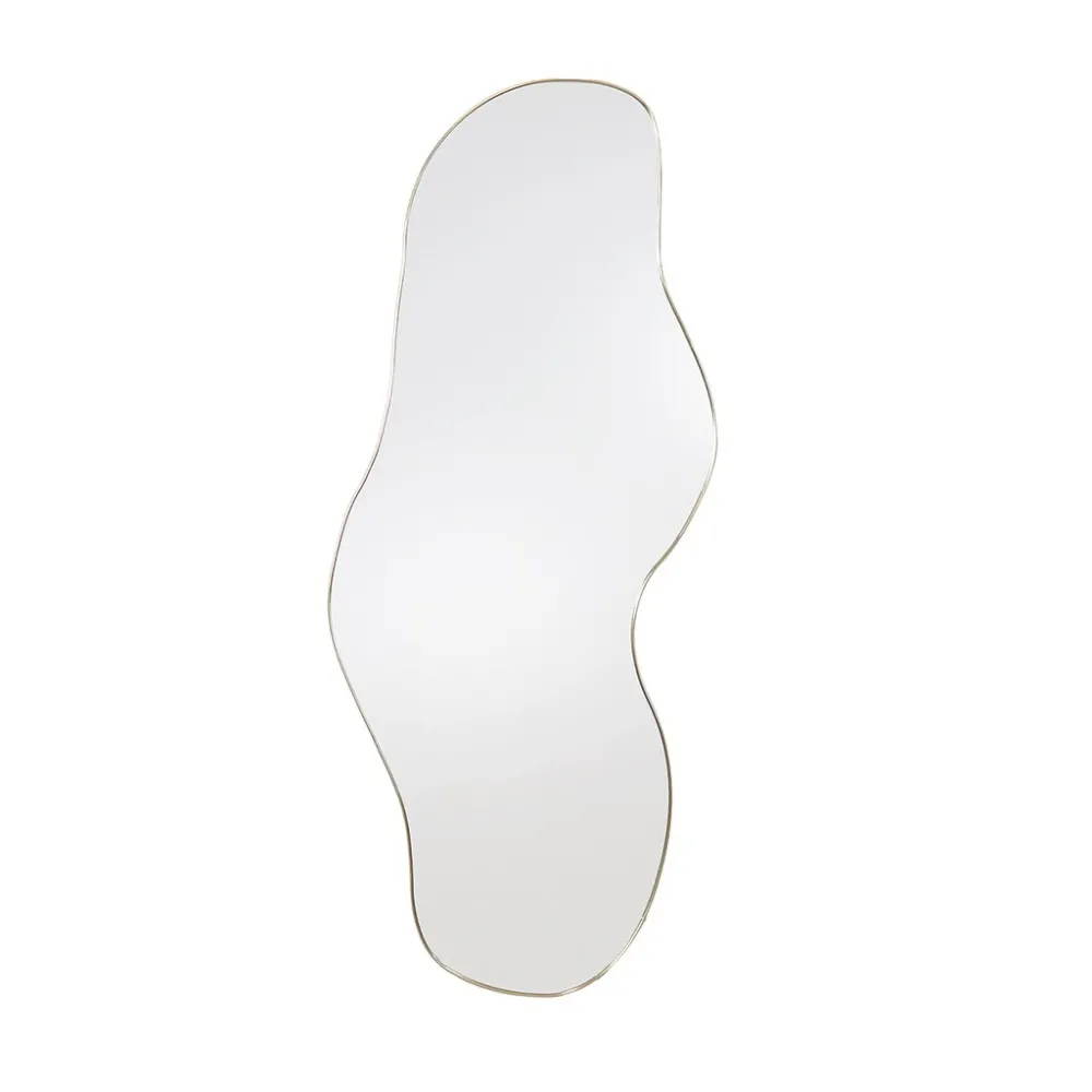 Grand miroir sur pieds forme organique avec bordure dorée