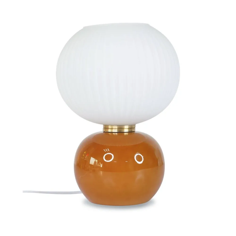 Grande lampe à poser en verre rétro marron