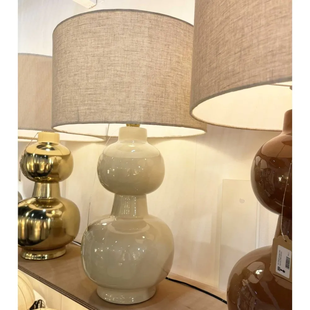 Grande lampe Laki pied métal beige D40 H65cm