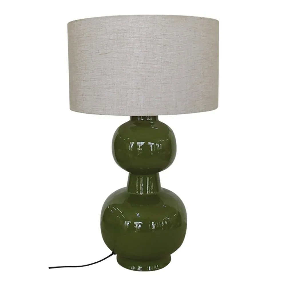 Grande lampe Laki pied métal kaki D40 H65cm