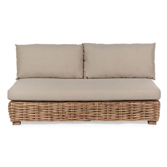 Ilona, canapé de jardin 2 places, rotin naturel