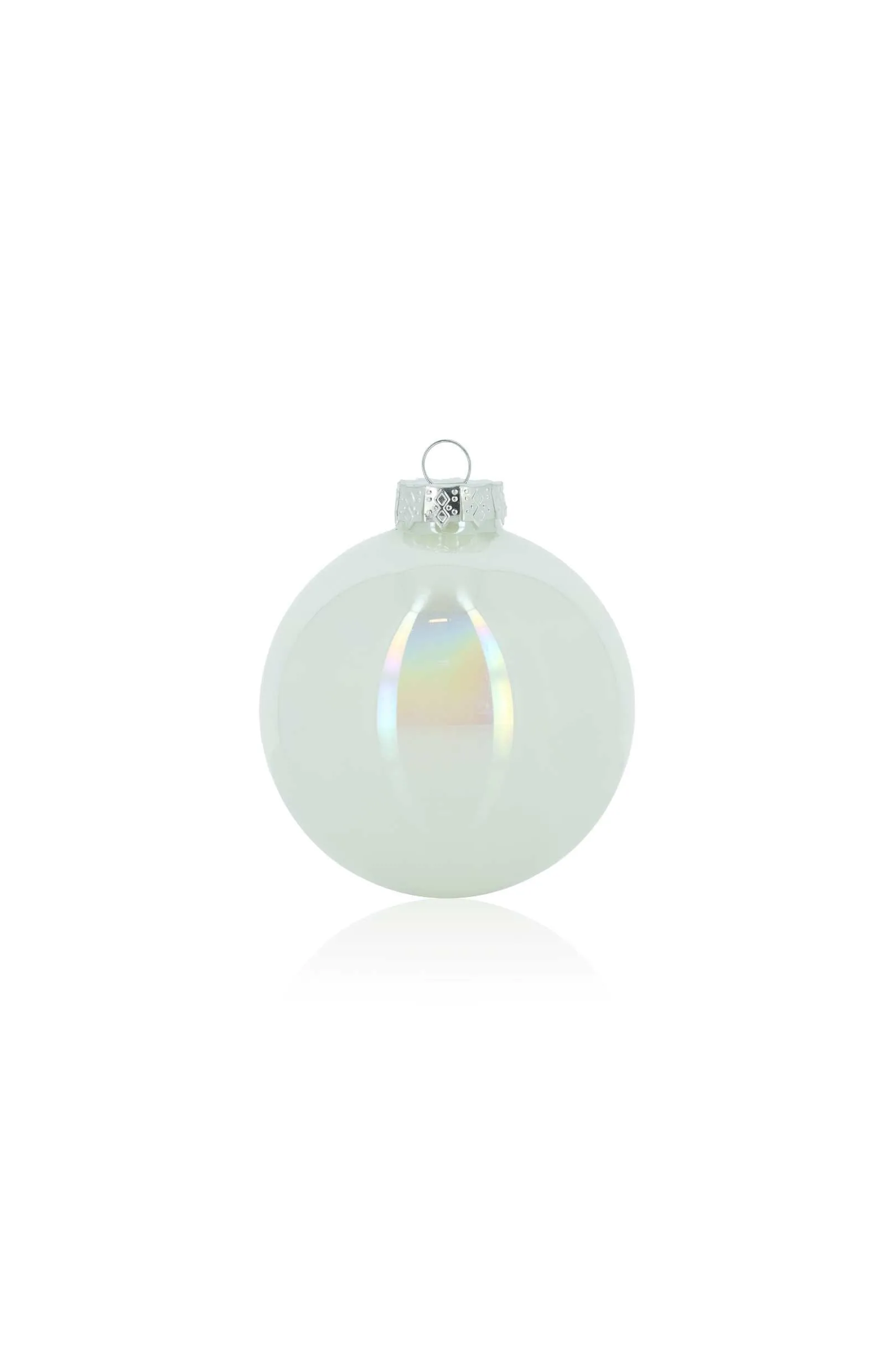 ARPIMEX Box 16 Glass Christmas Balls D 80 Mm Pearl White