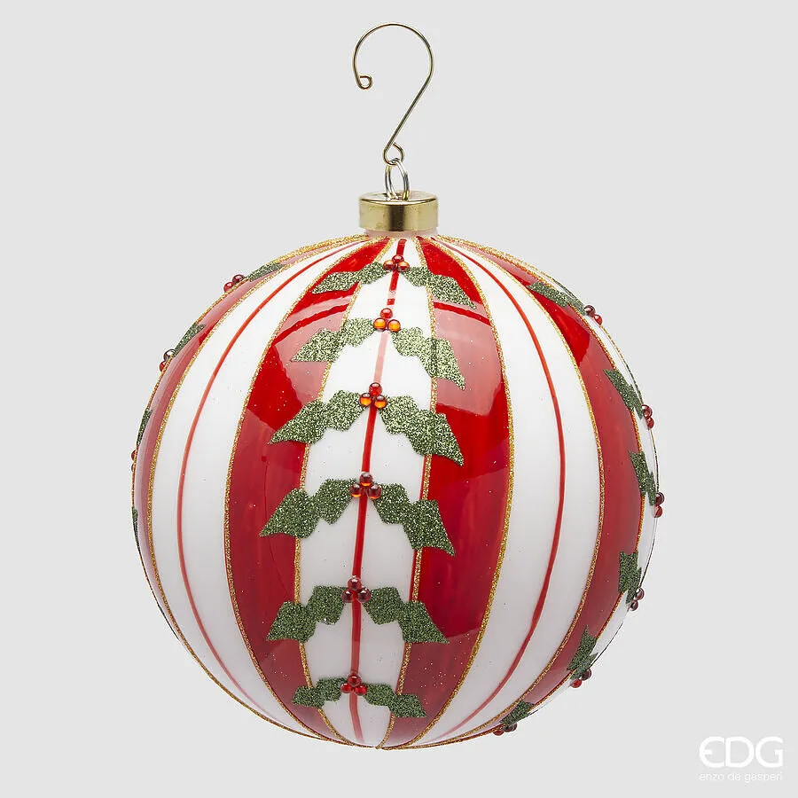 EDG Enzo De Gasperi Christmas Decoration Glass Ball Stripes D 15 Cm Gr