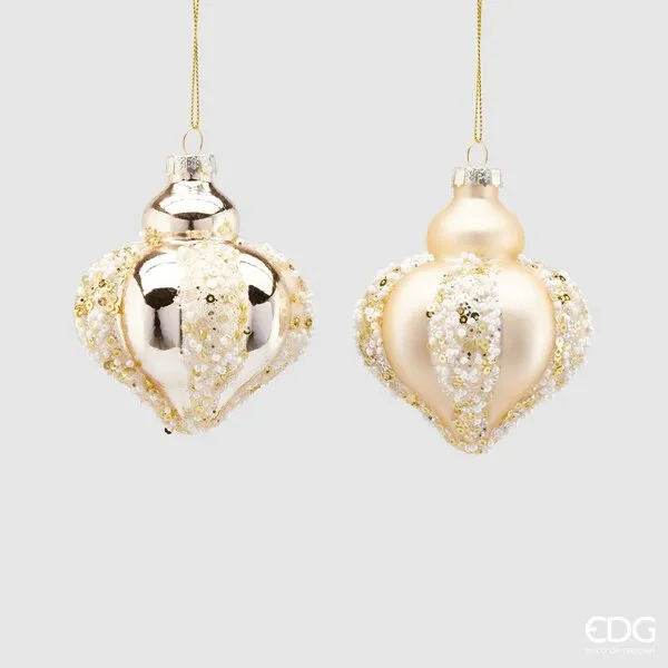 EDG Enzo De Gasperi Christmas Decoration Spinning Top Glass Pearls H 1