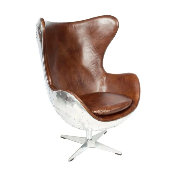 Aero, fauteuil oeuf, cuir vintage