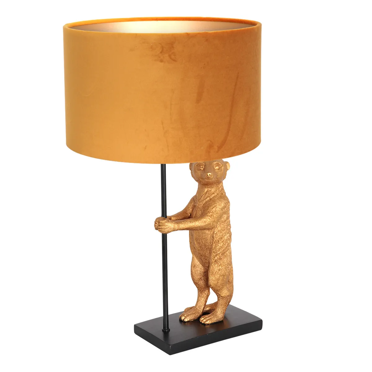 Lampe à poser animal doré Anne Light & Home abat-jour ocre jaune