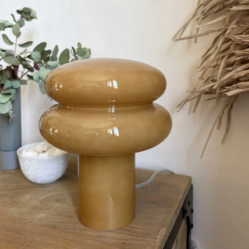 Lampe à poser en verre coloré brun H24cm