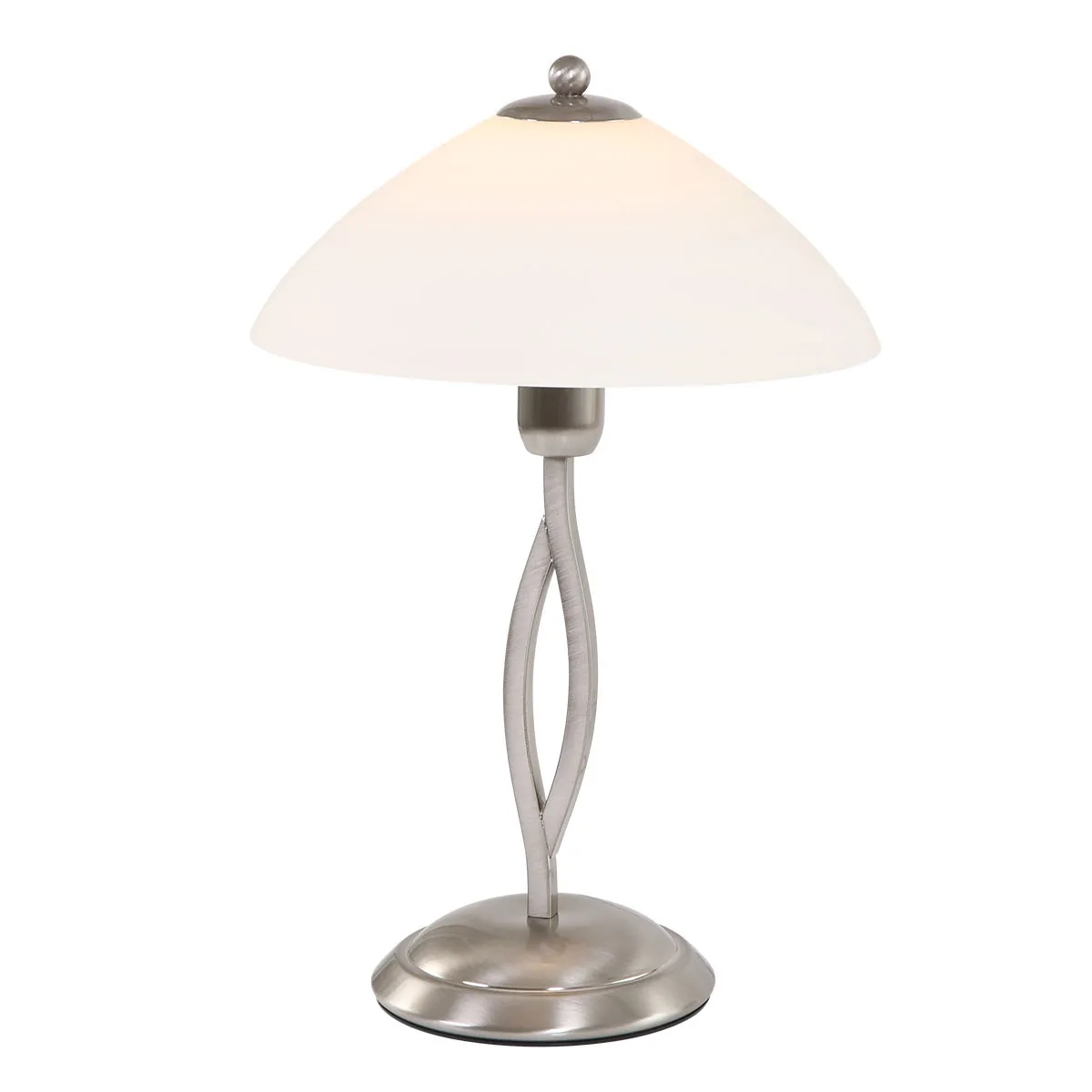 Lampe de table acier abat-jour verre laiteux torsadé Steinhauer Capri