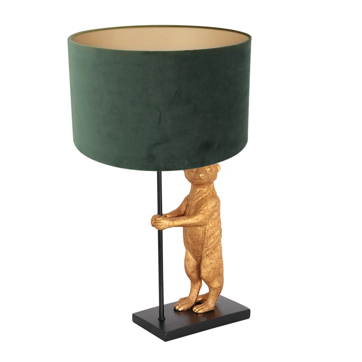 Lampe à poser suricate abat-jour velours Anne Light & Home Animeux vert