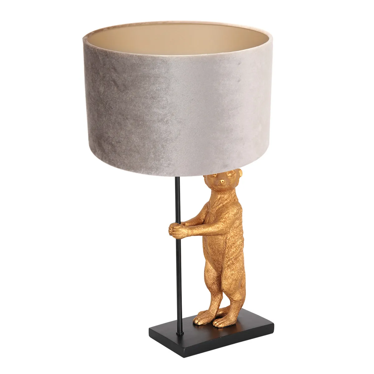 Lampe à poser suricate avec abat-jour Anne Light & Home velours taupe