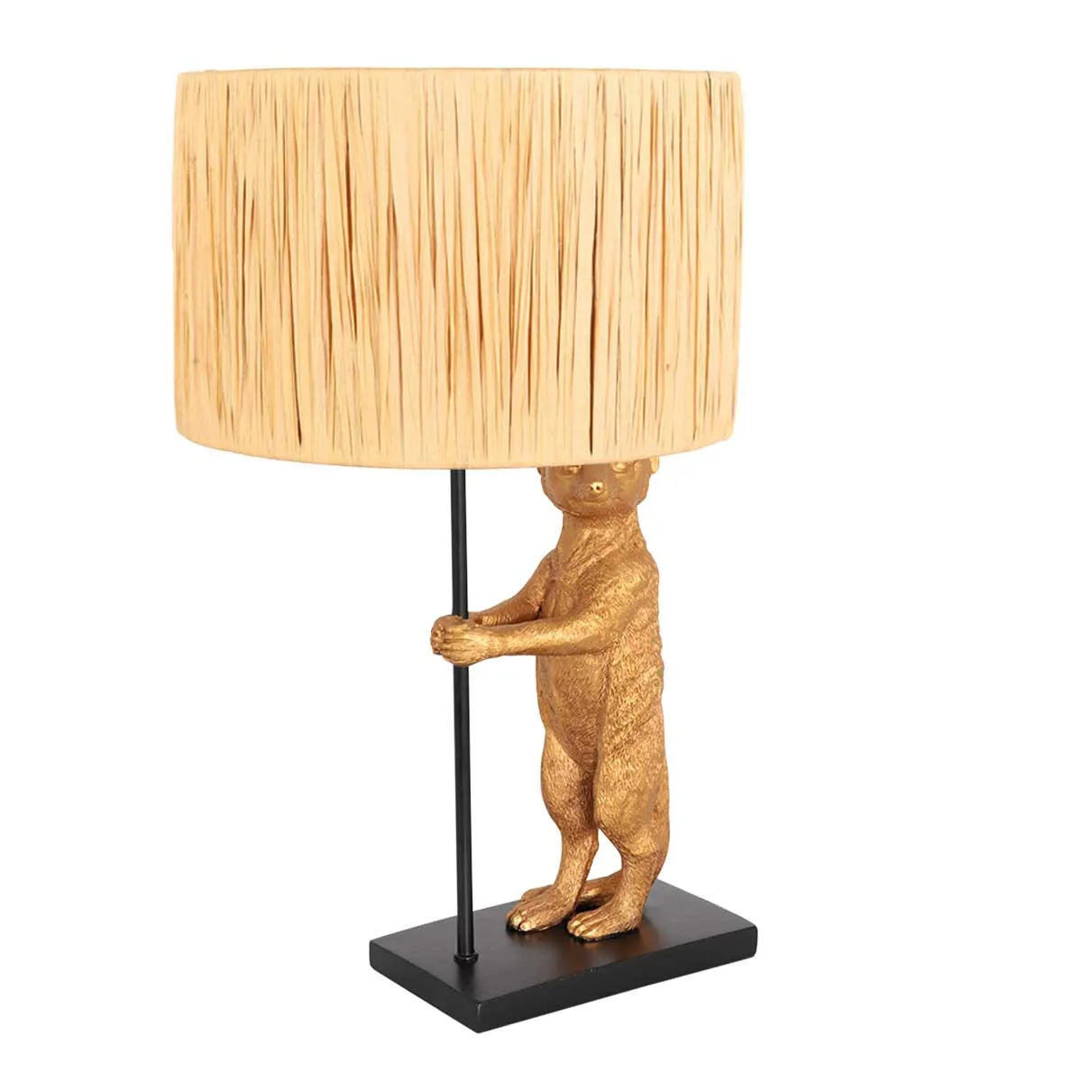 Lampe de table avec ours et abat-jour en rotin Anne Light & Home Animaux naturel et noir