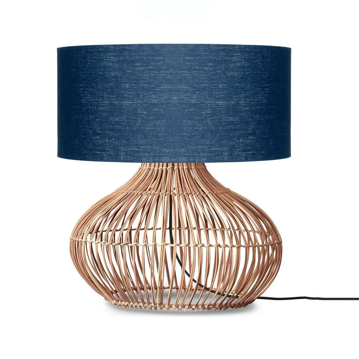 lampe de table bleue rotin/lin L GOOD & MOJO Kalahari
