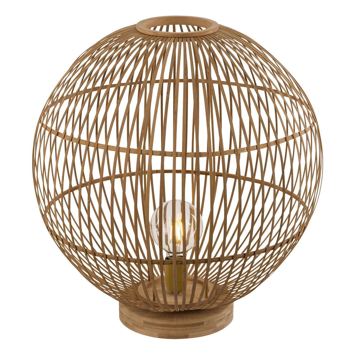 Lampe de table bohème en bambou naturel Globo Hildegard