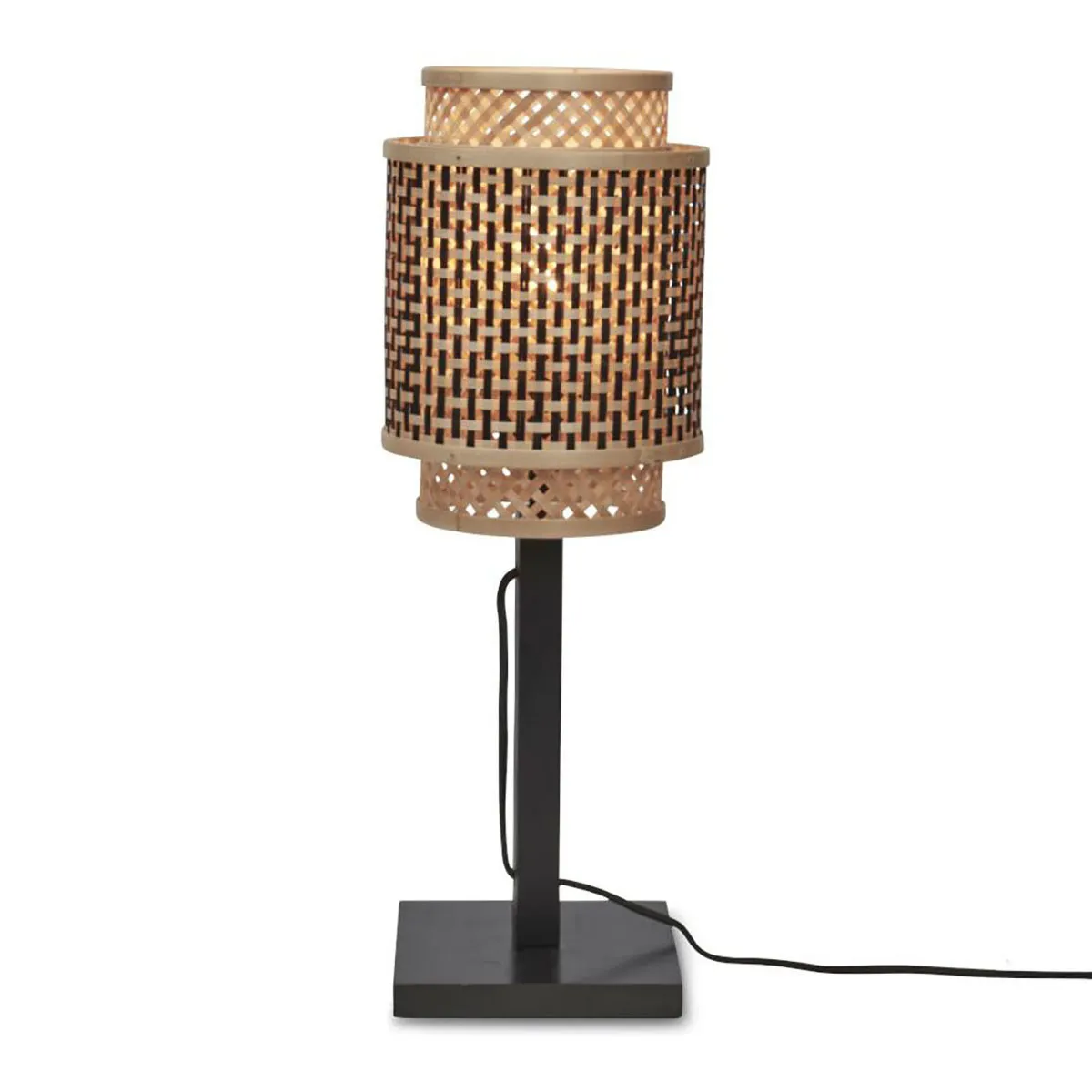 Lampe de table bohème en bambou noir et naturel GOOD & MOJO Bhutan