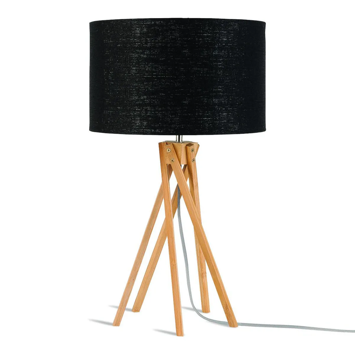 Lampe de table bohème en bambou noir_linge GOOD & MOJO Kilimanjaro