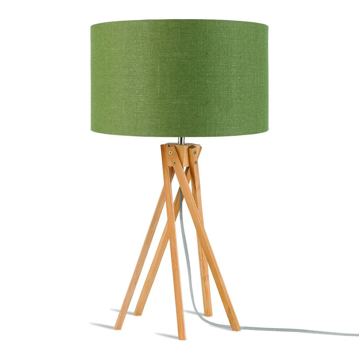 Lampe de table bohème en lin et bambou vert GOOD & MOJO Kilimanjaro