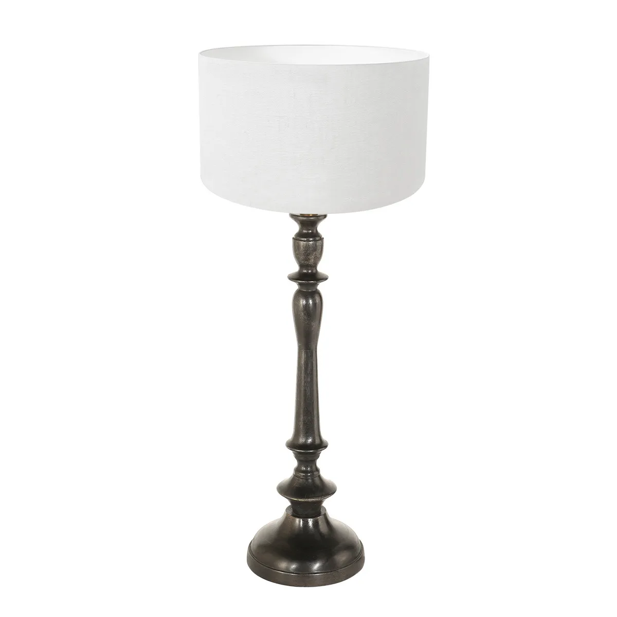 Lampe de table classique blanc et noir Steinhauer Bois noirantique et linblanc