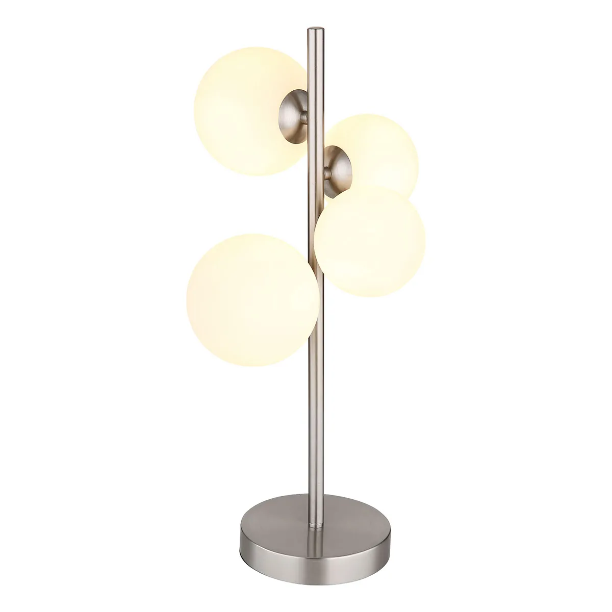 Lampe de table nickel verticale 4 abat-jours verre opale Globo Riha