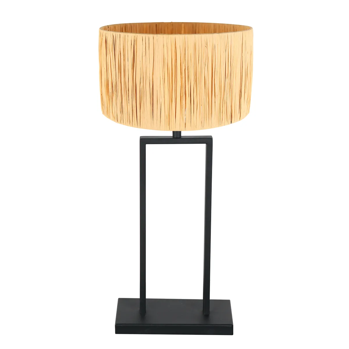 Lampe de table noire avec abat-jour en rotin Steinhauer Stang
