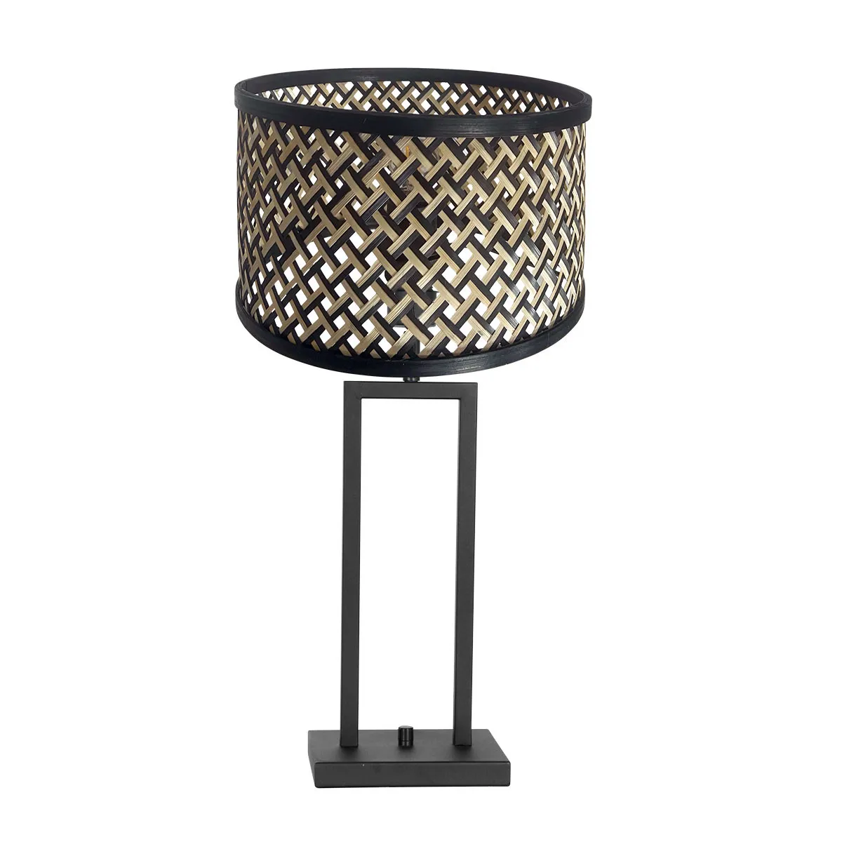 Lampe de Table Noire avec Motif Géométrique Steinhauer Stang naturel et noir