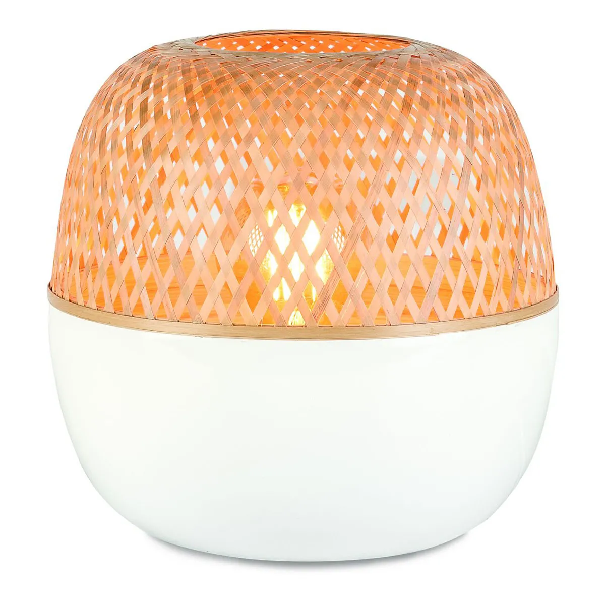 Lampe de table ronde blanche en métal/bambou GOOD & MOJO Mekong