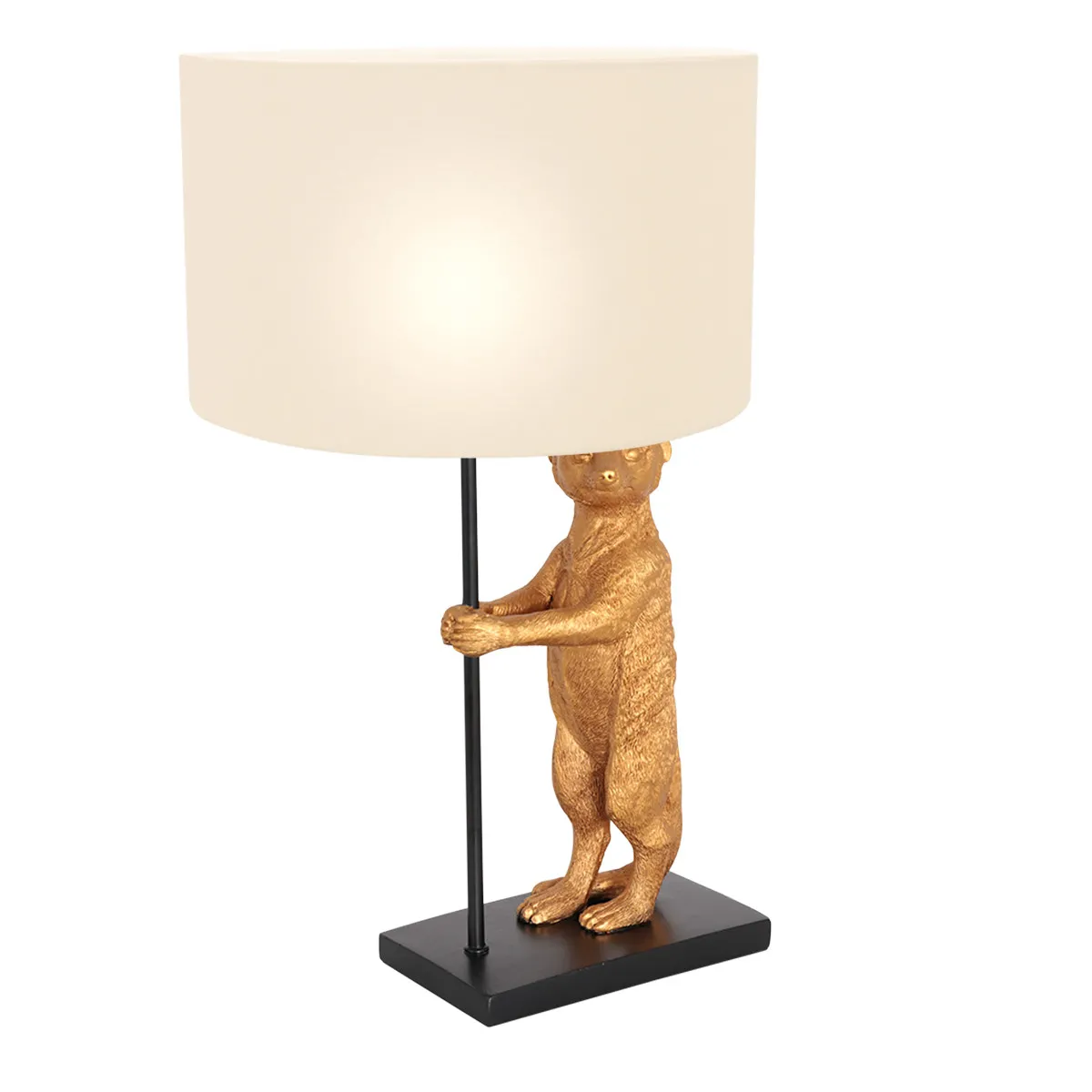 Lampe noire suricate doré Anne Light & Home blanc