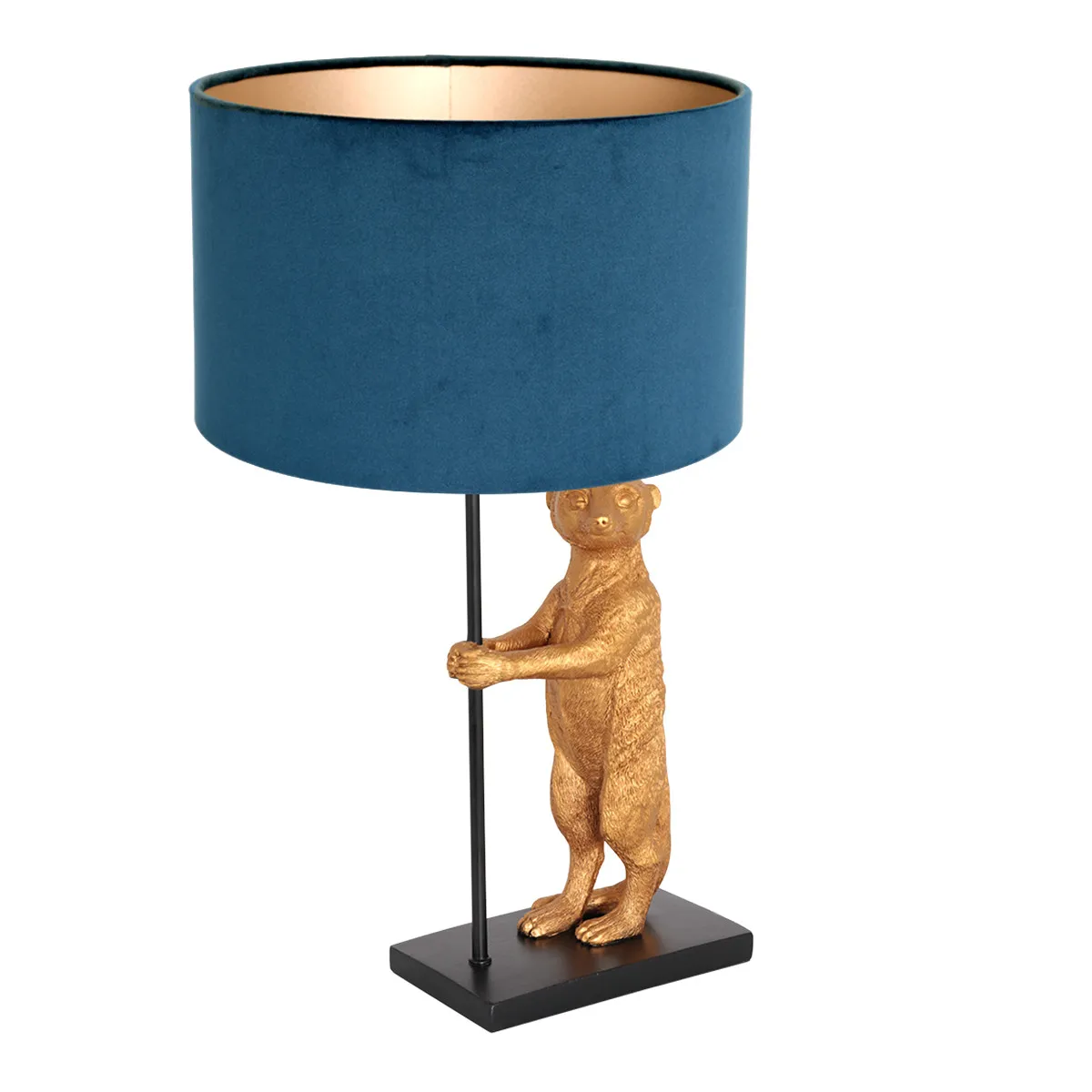 Lampe velours bleu suricate Anne Light & Home velours taupe