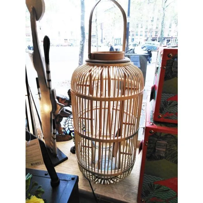Photophore-lanterne bambou verre