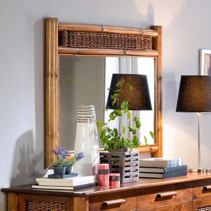 Tropicana miel, grand miroir bambou rotin, 130*100 cm