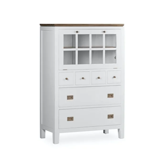 New White, vaisselier blanc 1 porte, bois de mindi
