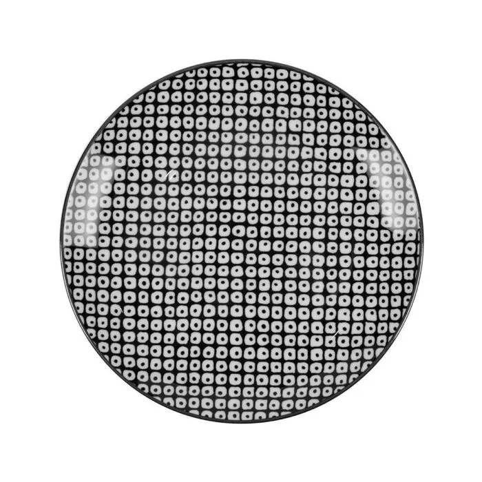 Nippon Black, assiette à dessert noire, motifs gouttes