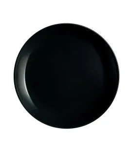 Assiette coupe plate rond noir verre trempé Ø 19 cm Diwali Luminarc