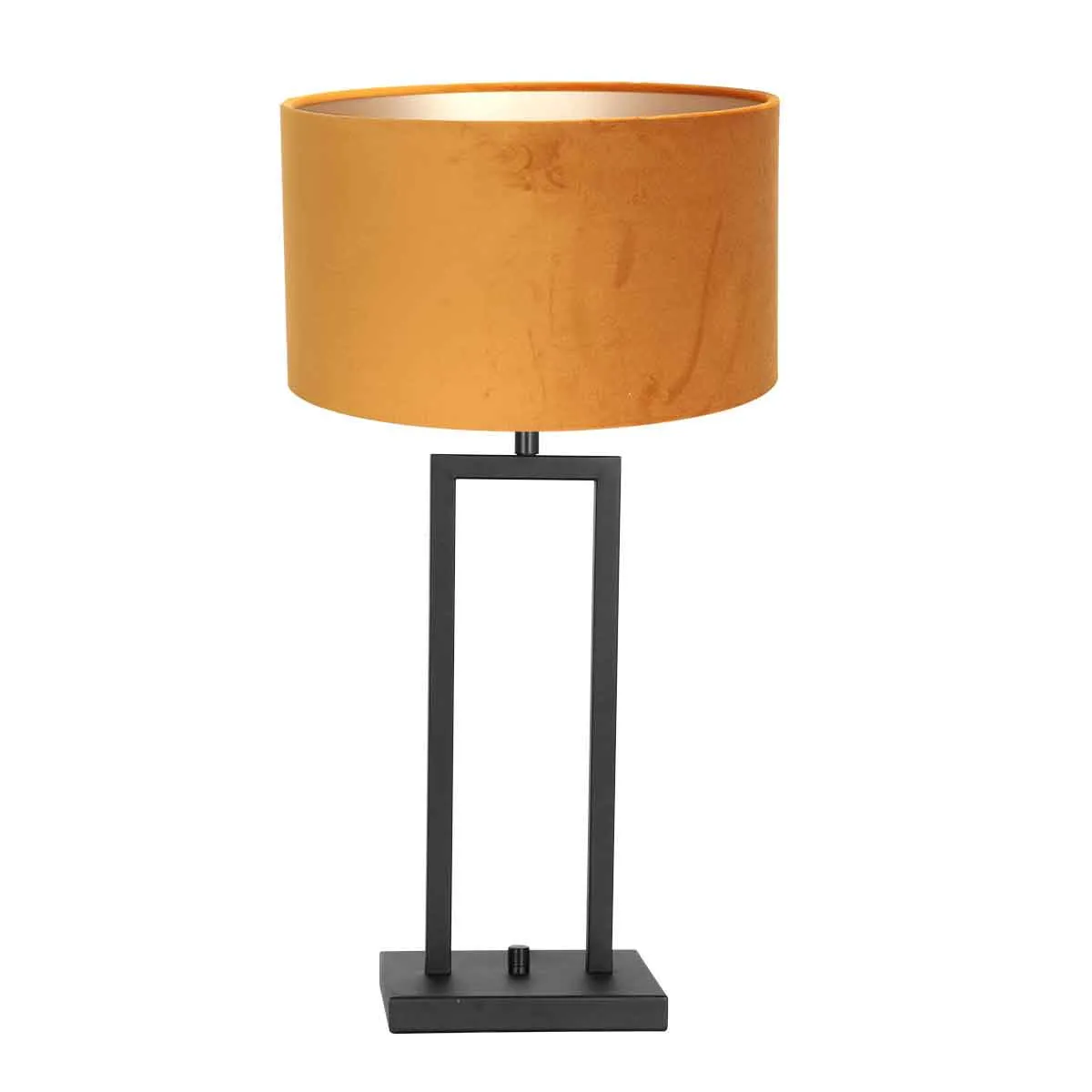 Pied de lampe noir abat-jour ocre Steinhauer Stang