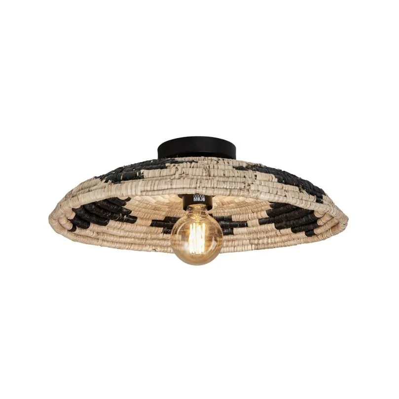 Plafonnier en rotin naturel/noir forme de dôme GOOD&MOJO Andros