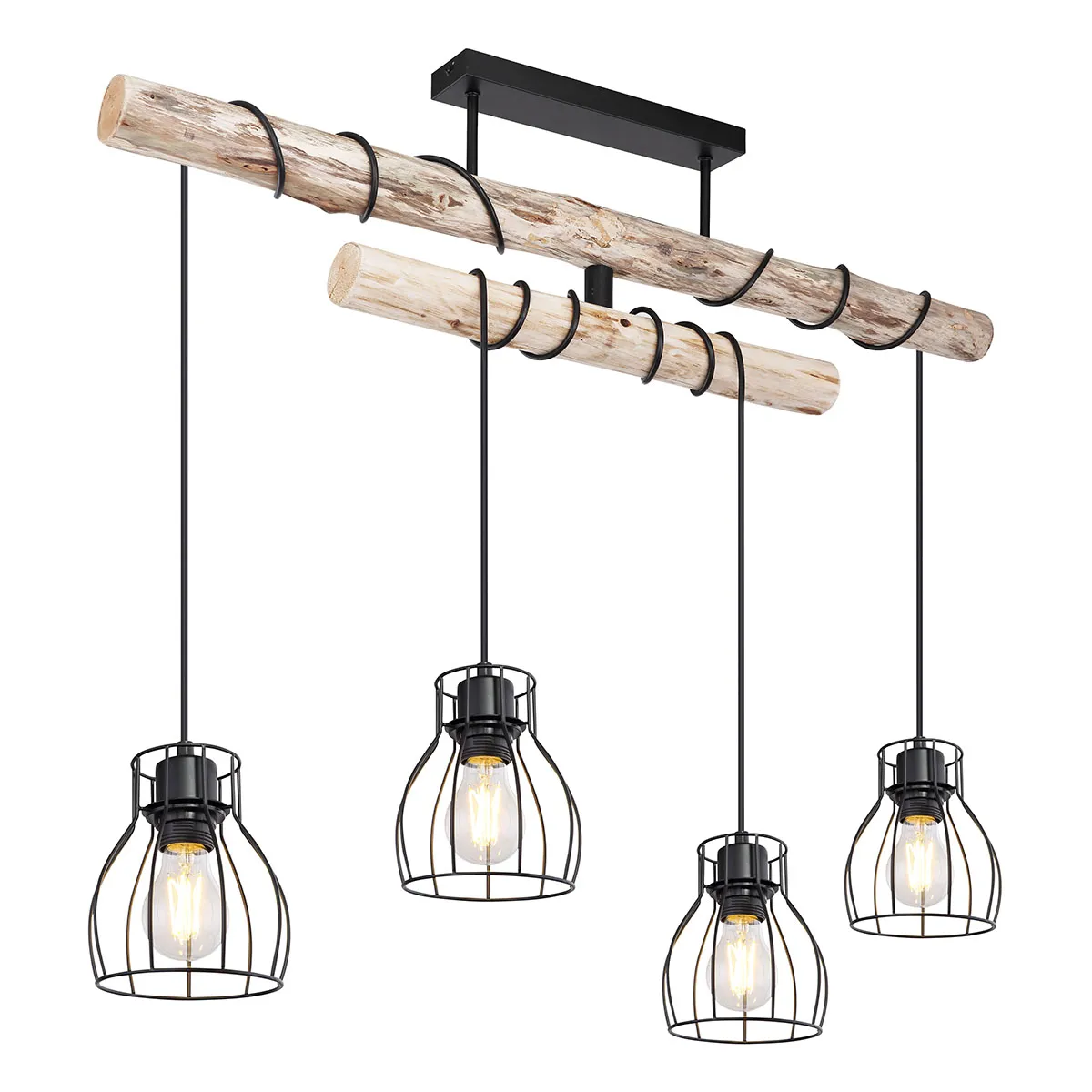 Plafonnier rustique en métal noir Globo Mina