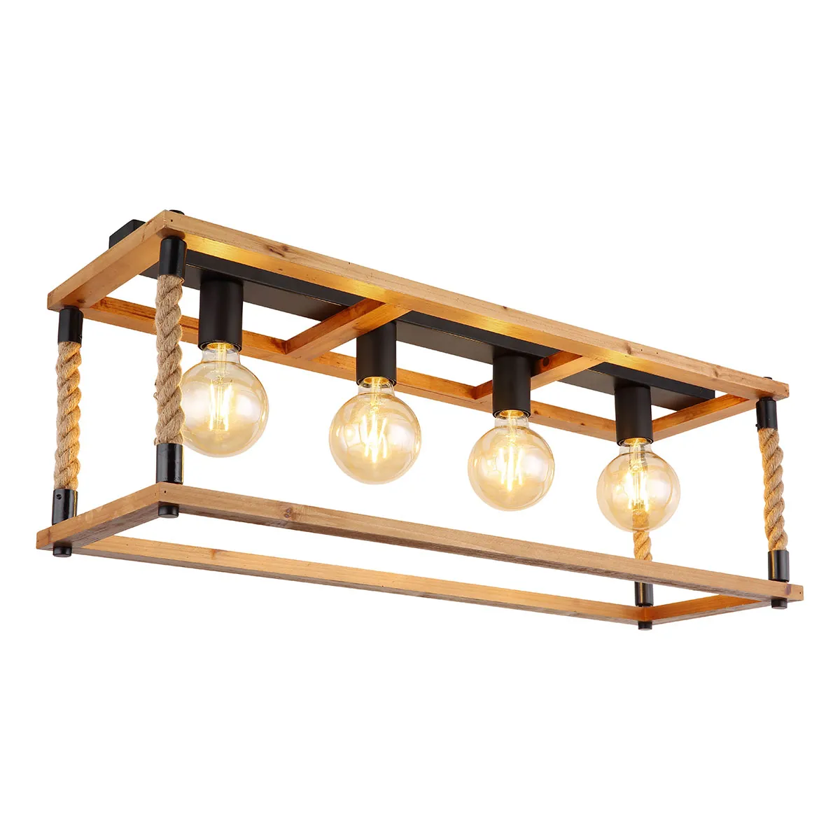 Plafonnier rural noir rectangulaire Globo Vernon