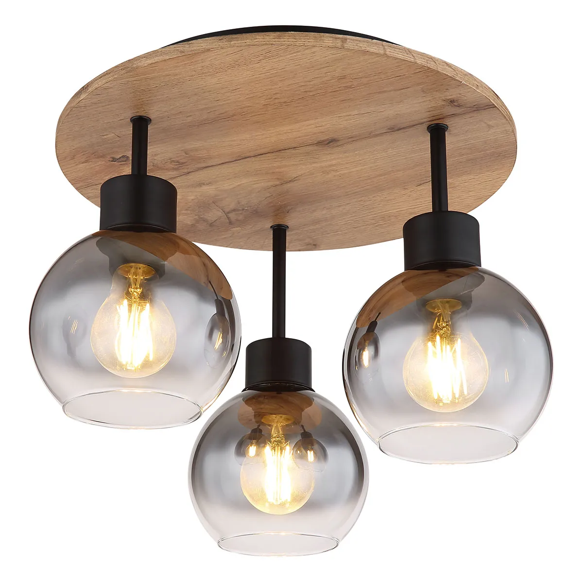 Plafonnier rural rond noir Globo Moitas