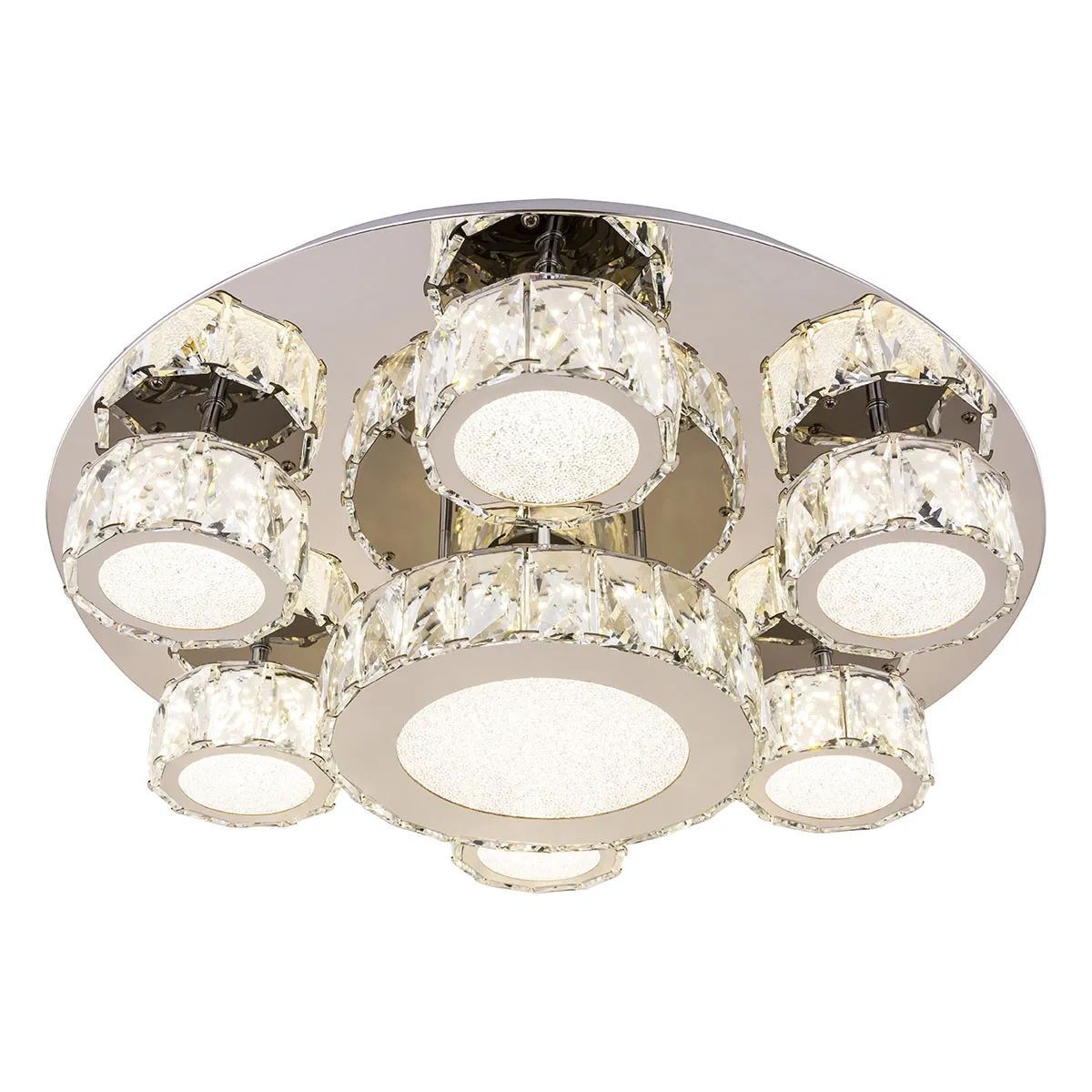 Plafonnier scintillant 7 lumières chrome/cristal acrylique Globo Amur