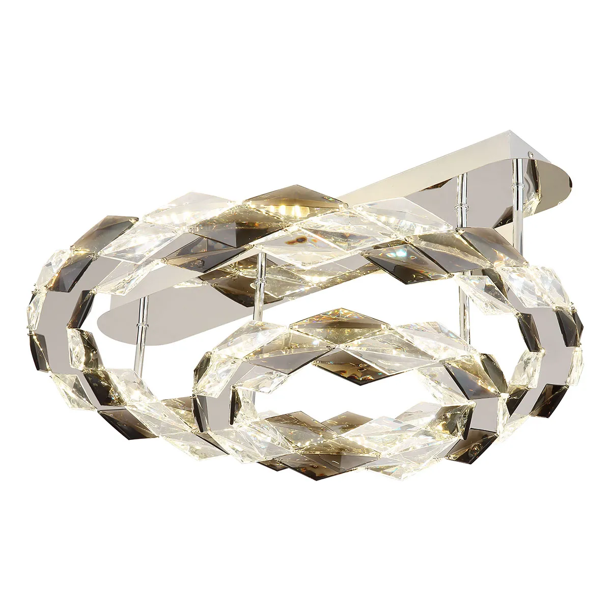 Plafonnier tressé chrome/gris fumé rond Globo Karilion