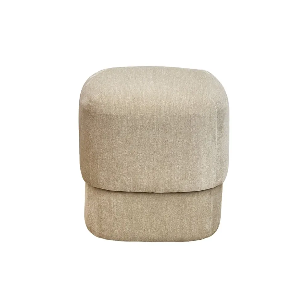 Pouf Retroplush en tissu beige