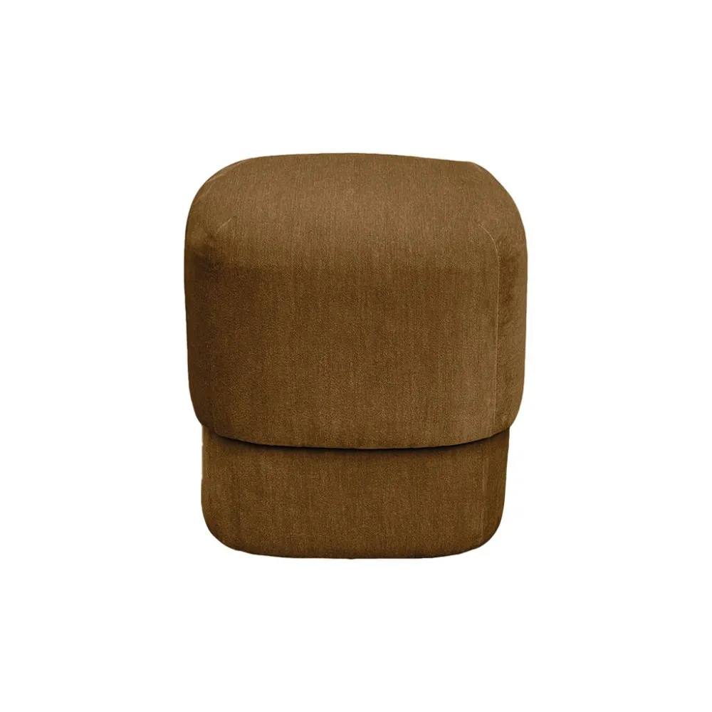 Pouf Retroplush en tissu camel