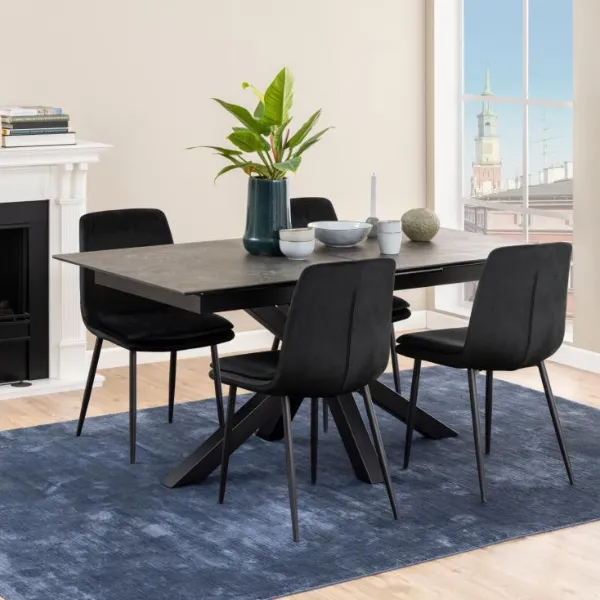 Table de salle à manger rectangulaire Heaven - 210x90x76 cm - Céramique/noir