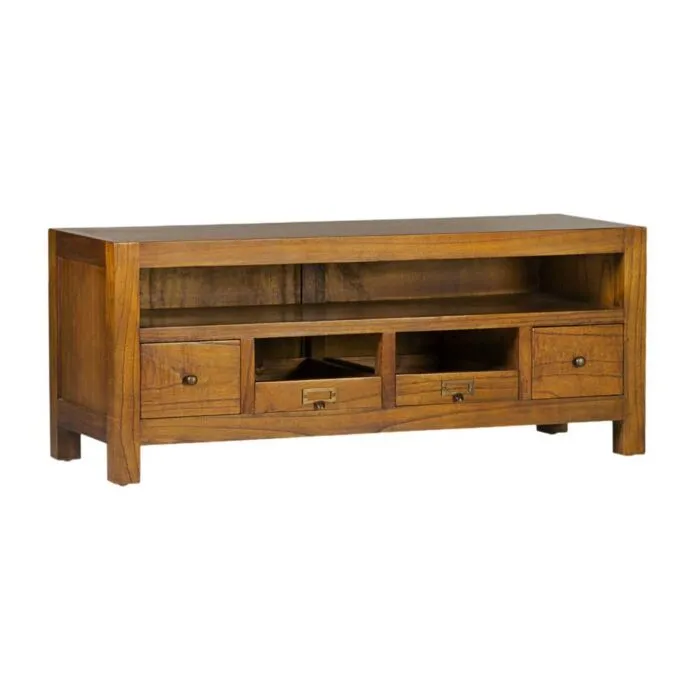 Star, meuble TV casier bois, rangements secrets