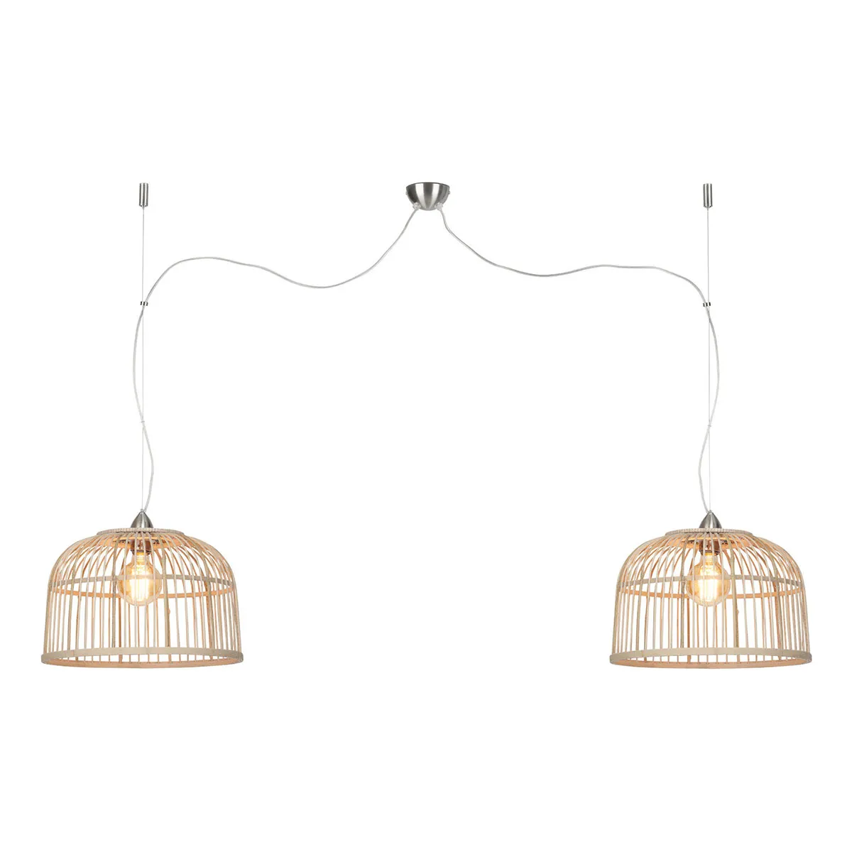Suspension en bambou 2 lumières naturel/nickel GOOD & MOJO Borneo