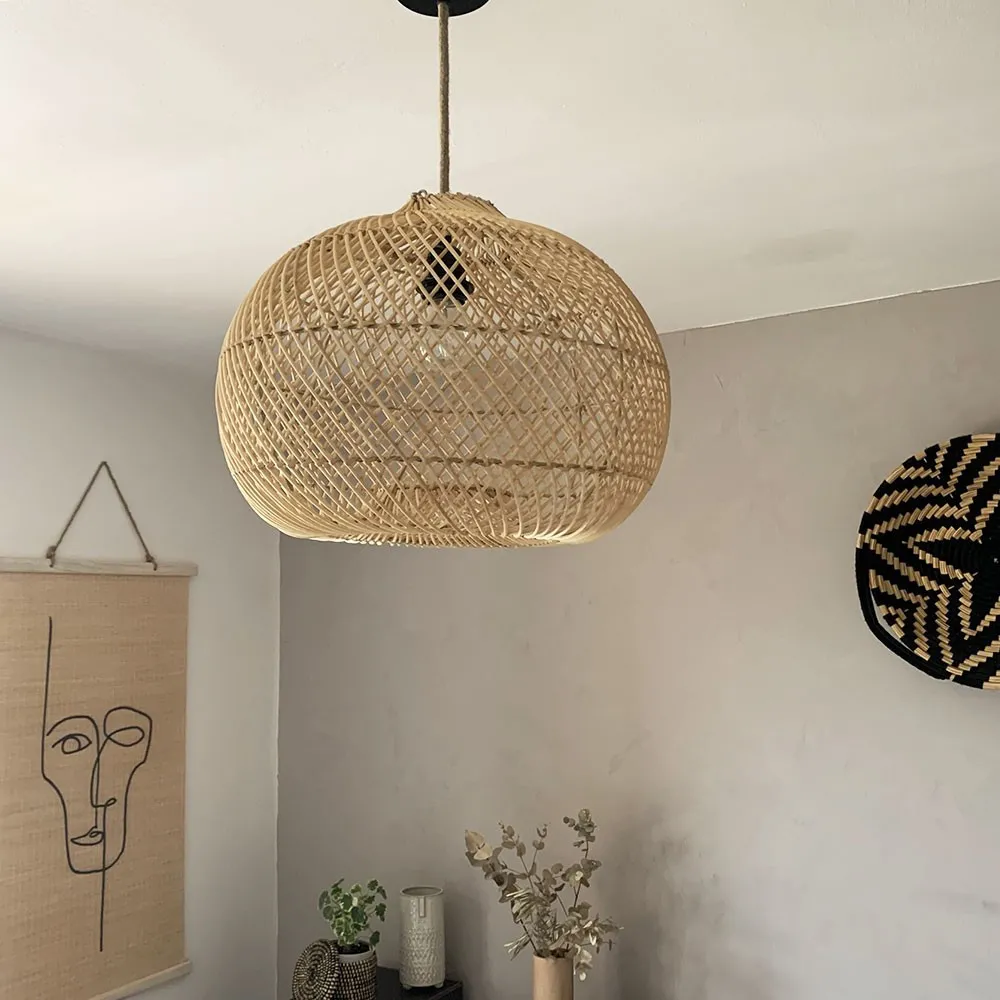 Abat jour pour Luminaire Rotin de Bali coloris naturel modèle Apple